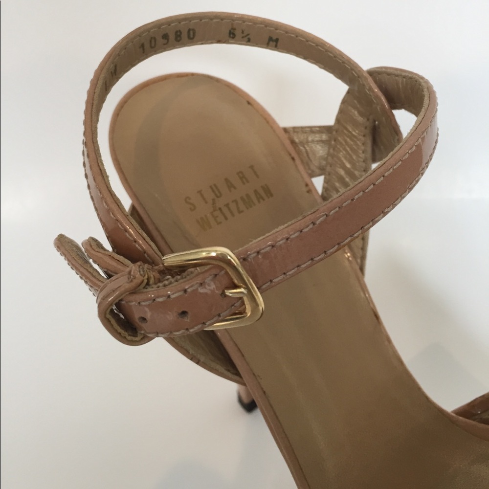 Stuart Weitzman nude patent Nexus platform sandals - Picture 4 of 8